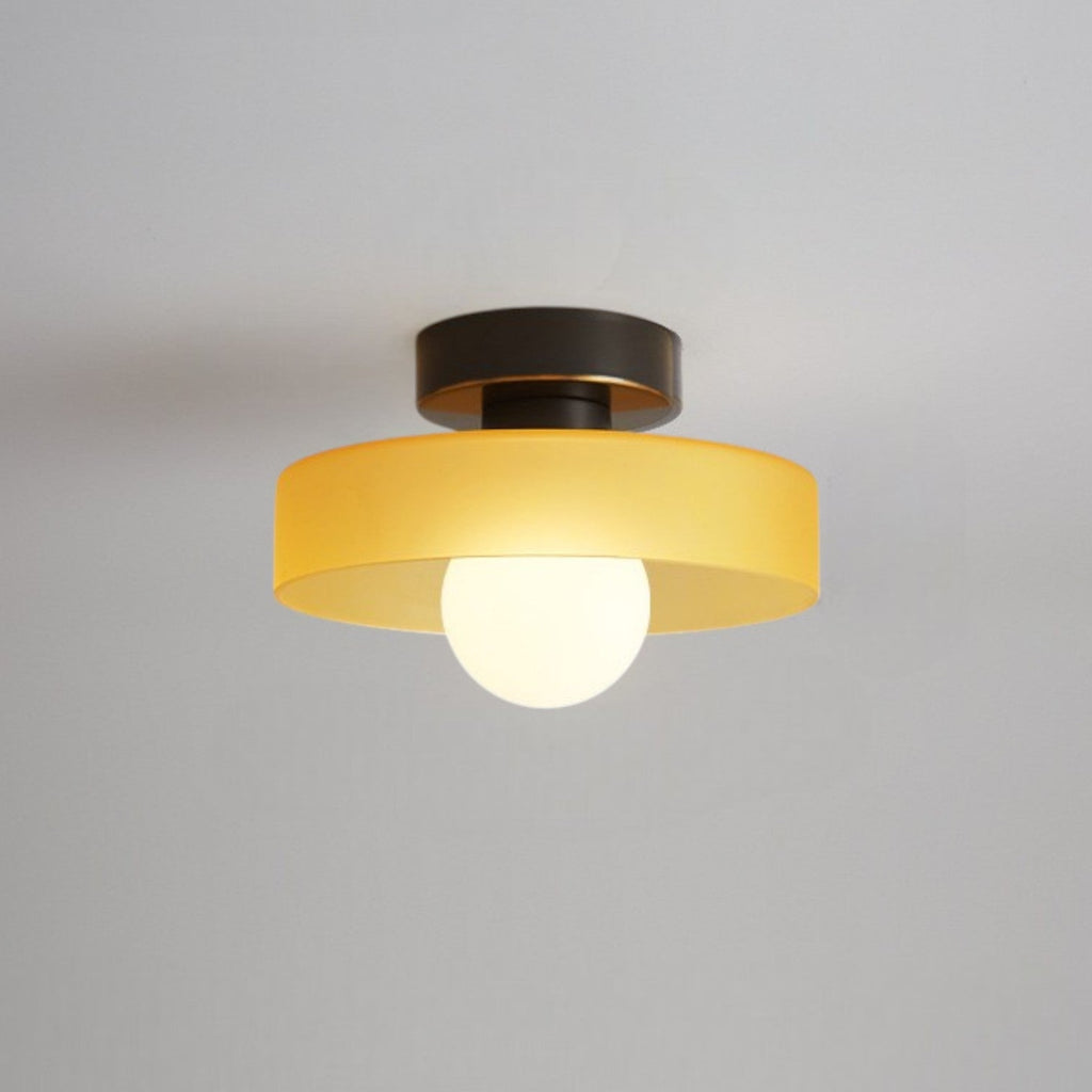 Plafonieră modernă rotundă - sticlă și finisaj din alamă, compatibilă cu LED