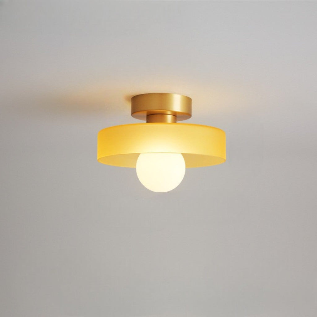 Plafonieră modernă rotundă - sticlă și finisaj din alamă, compatibilă cu LED
