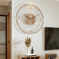 Moderne houten wandklok — minimalistisch ontwerp, stil kwartsuurwerk met vloeiende secondewijzer
