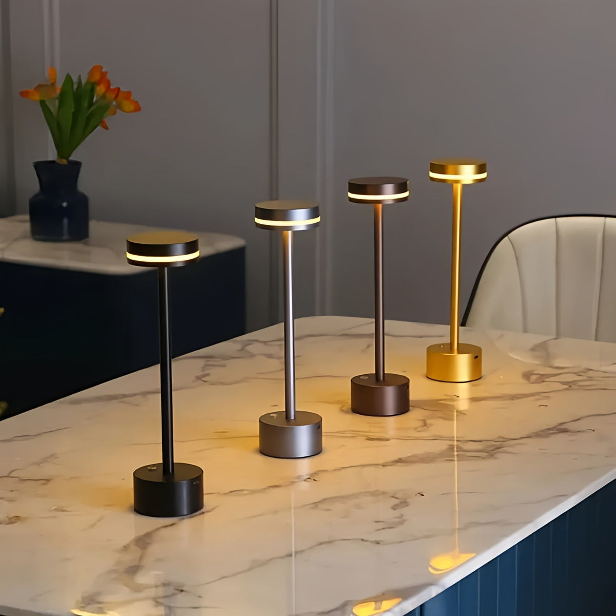 Modern Aluminum LED Table Lamp — Wireless & Dimmable