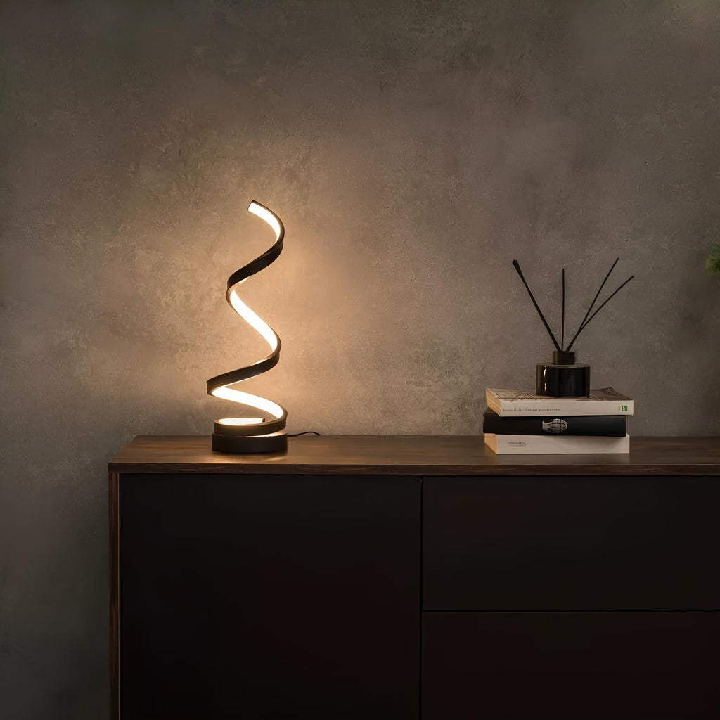 Modern Spiral LED Table Lamp, Fully Dimmable