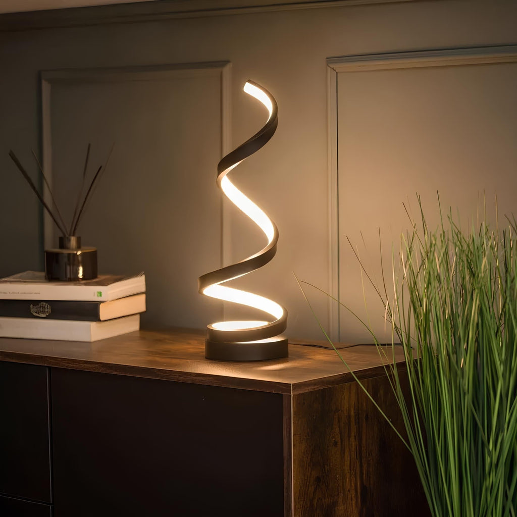 Modern Spiral LED Table Lamp, Fully Dimmable