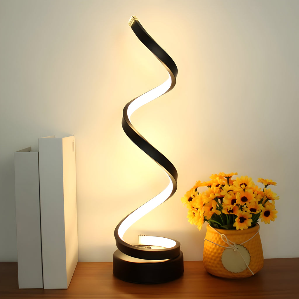 Modern Spiral LED Table Lamp, Fully Dimmable