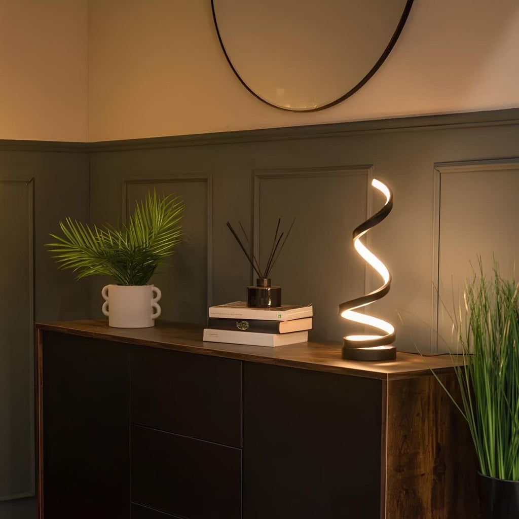 Modern Spiral LED Table Lamp, Fully Dimmable