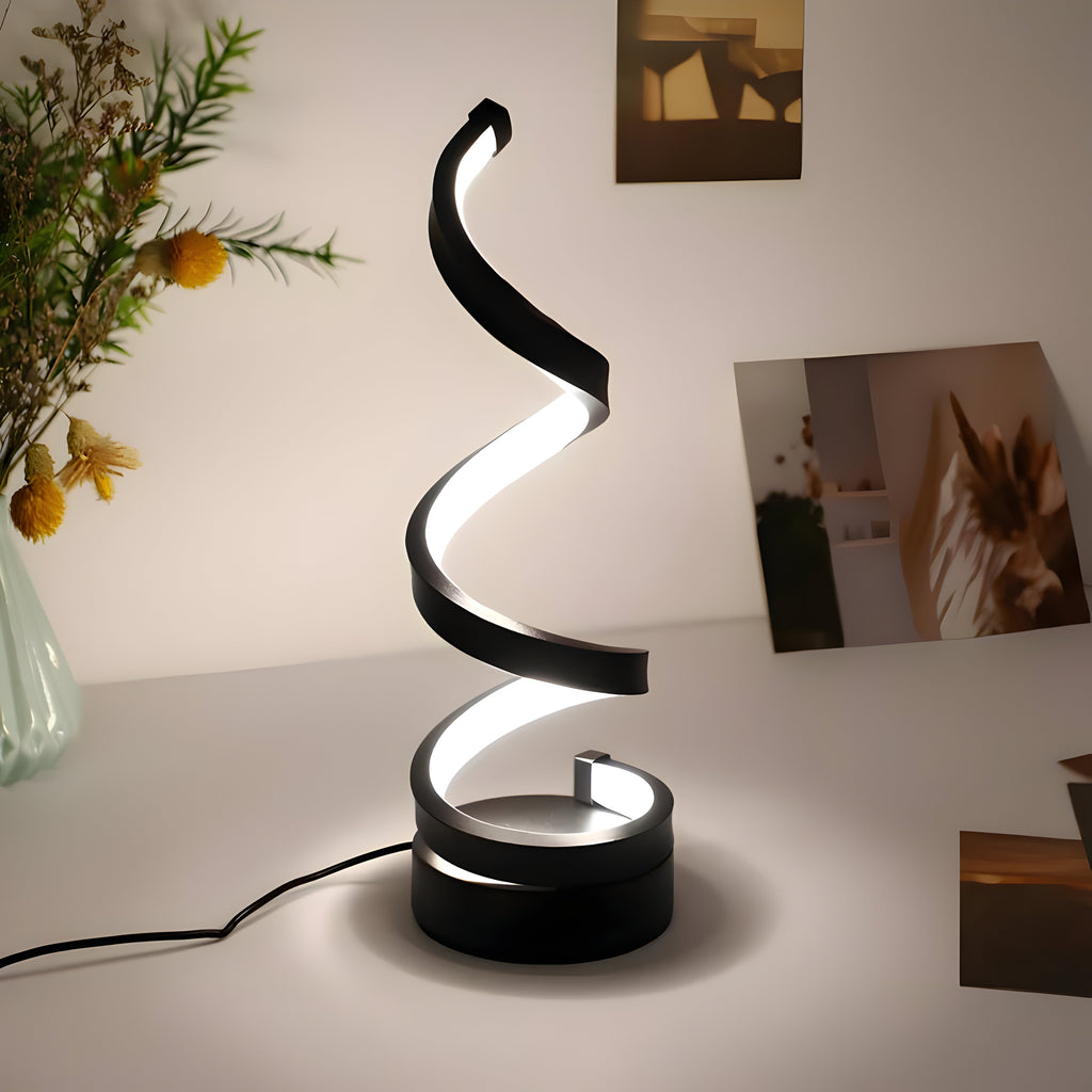 Modern Spiral LED Table Lamp, Fully Dimmable