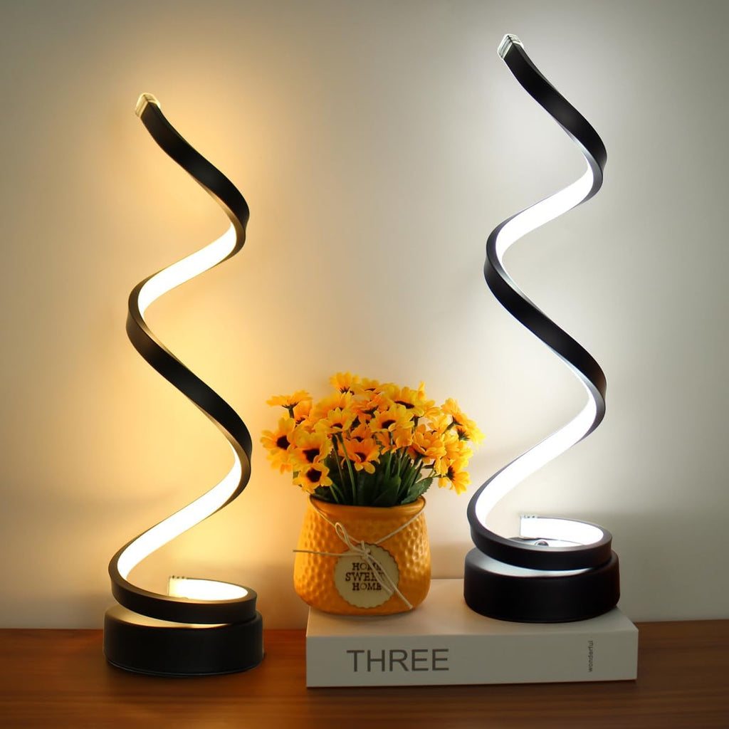 Modern Spiral LED Table Lamp, Fully Dimmable