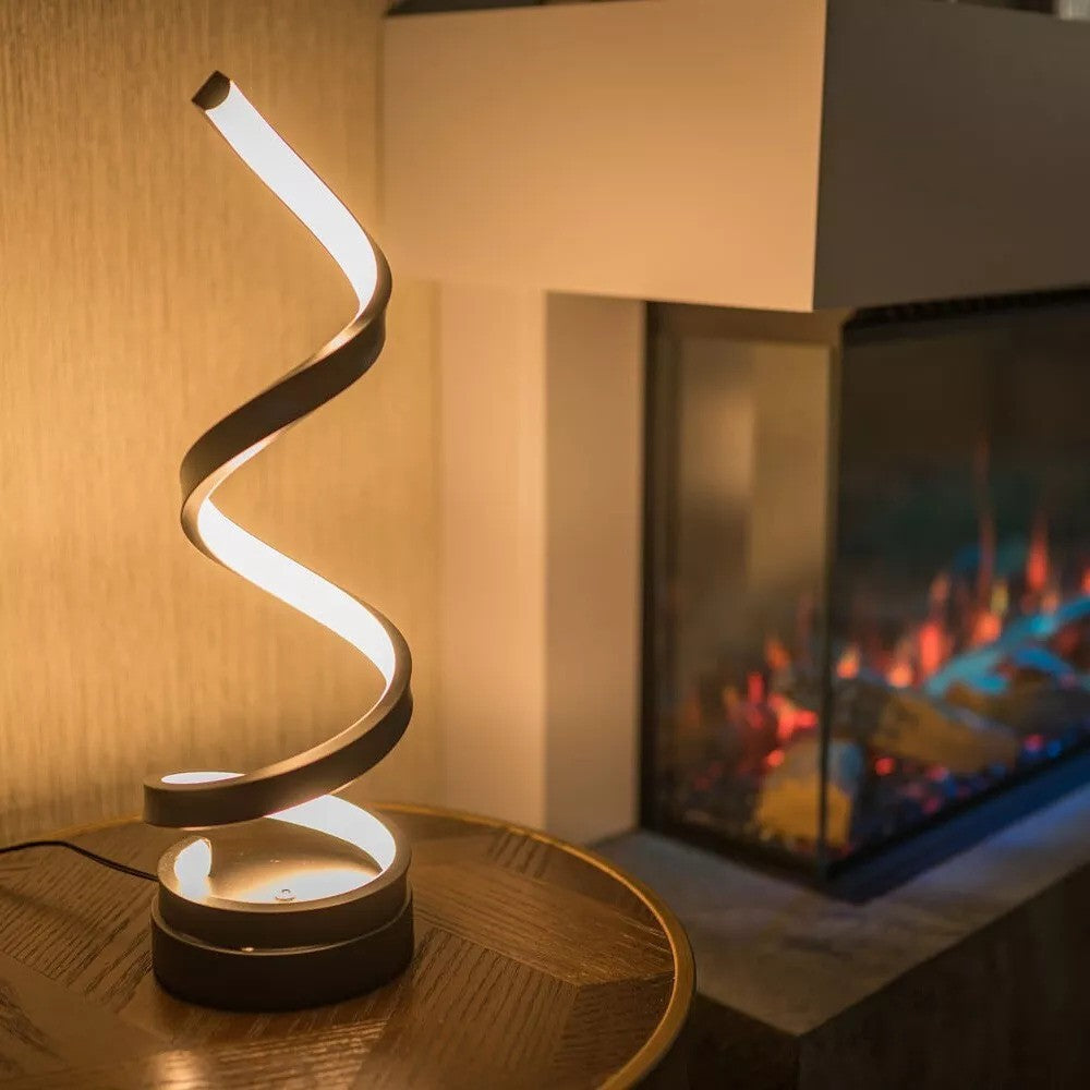 Modern Spiral LED Table Lamp, Fully Dimmable