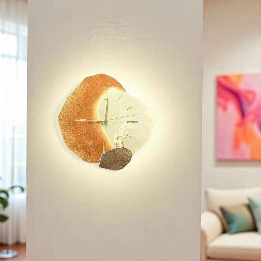 Orologio da parete asimmetrico in cristallo — design d'arte moderna