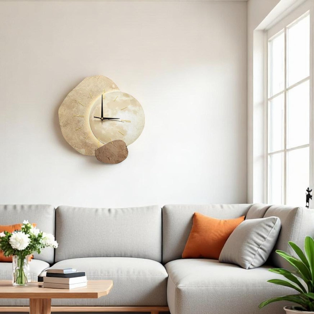 Orologio da parete asimmetrico in cristallo — design d'arte moderna