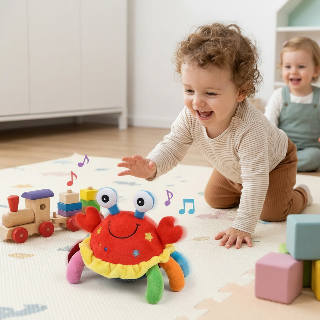 Interactieve muziekkrab die kruipt