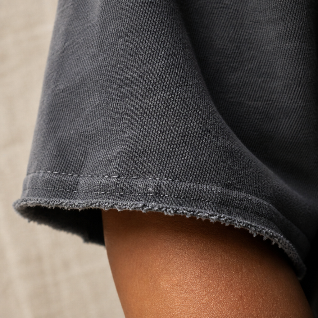 SilhouetteAura – Oversized Raw-Edge Cotton Tee and Shorts Set - Esilora