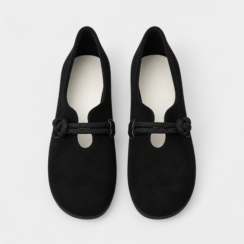 SolaraStep – Slipper-Soft Suede Flats with Rope Tie Detail - Esilora
