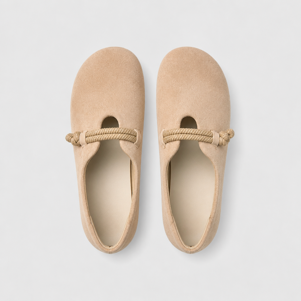 SolaraStep – Slipper-Soft Suede Flats with Rope Tie Detail - Esilora