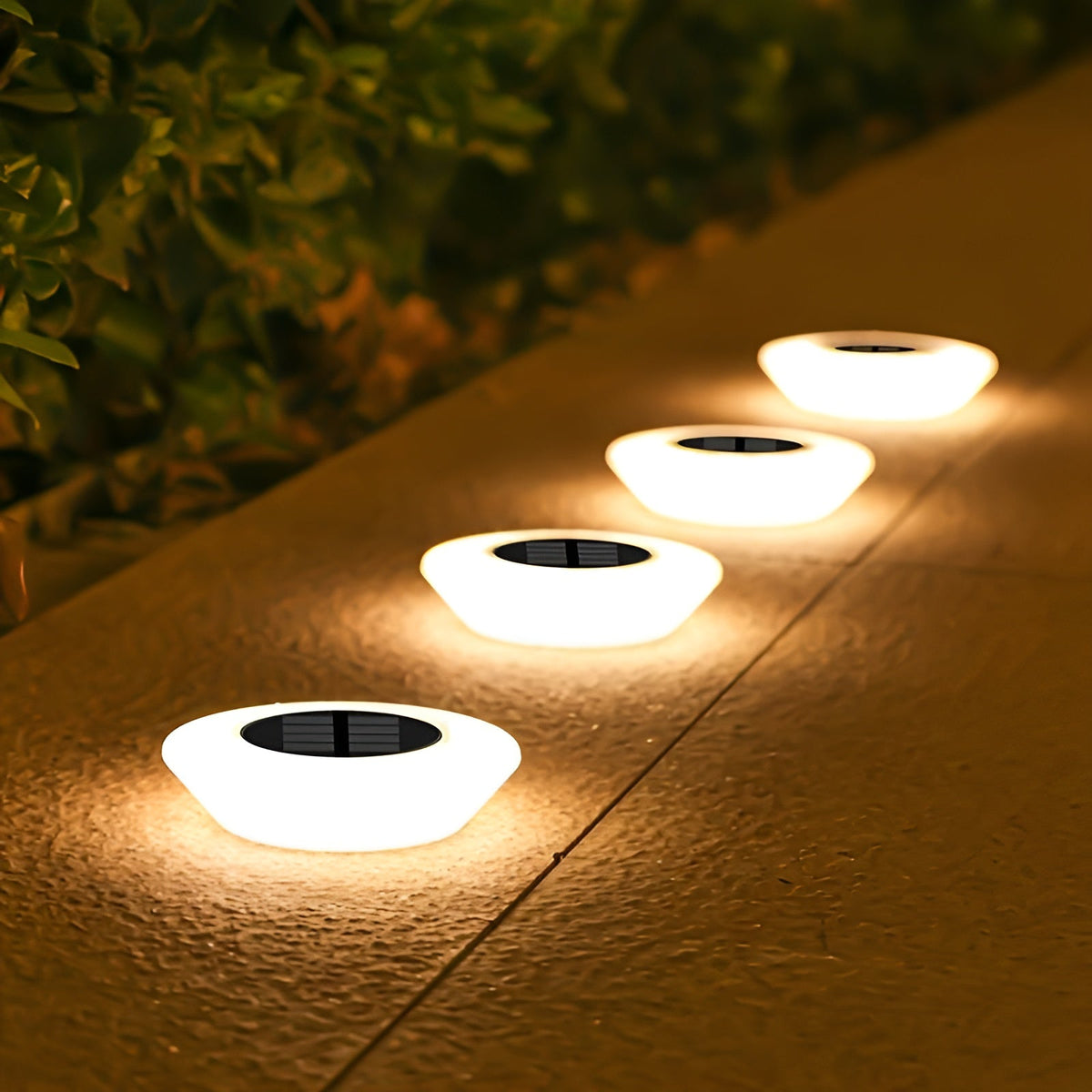 Round LED Solar Light — Weatherproof, Modern Ground-Mount Design