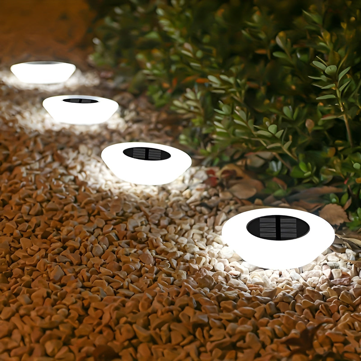 Round LED Solar Light — Weatherproof, Modern Ground-Mount Design
