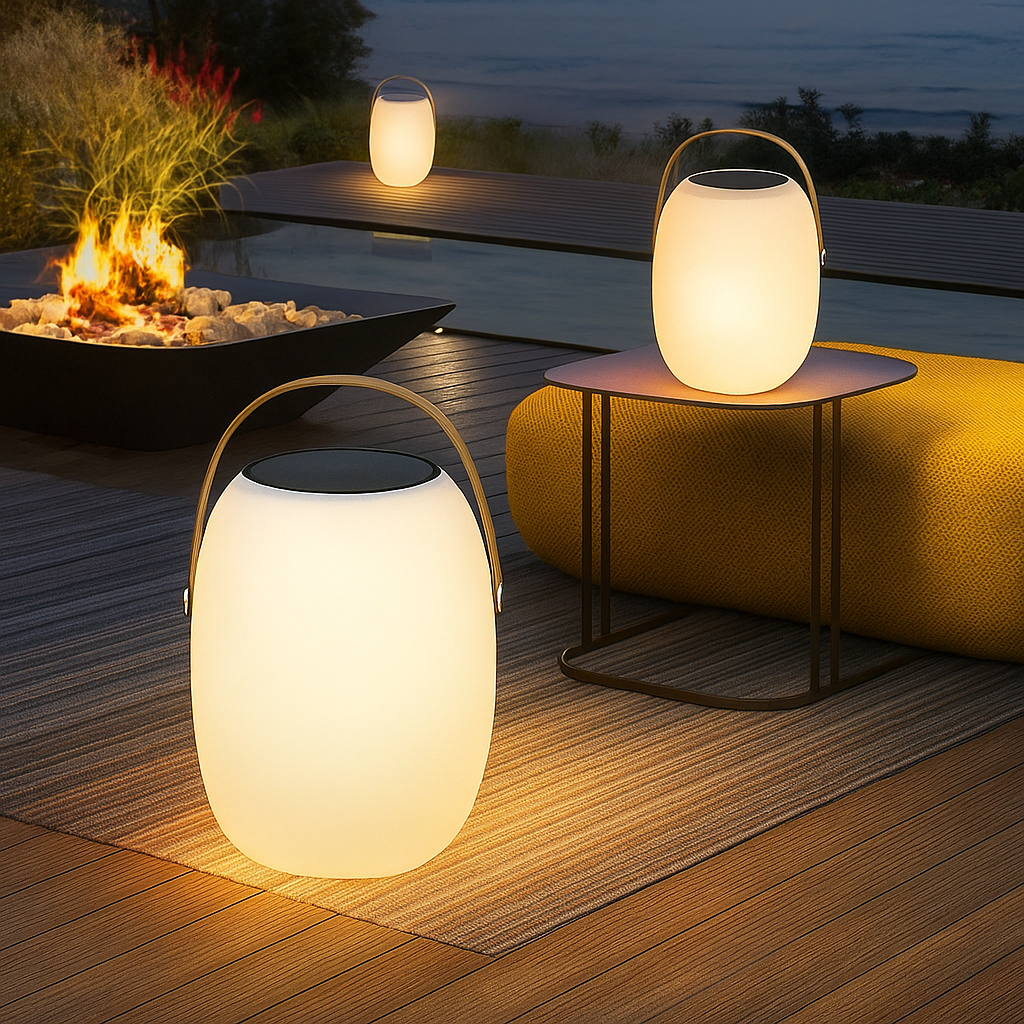 Portable Solar LED Lamp — Modern Outdoor Lighting, Plastic Body