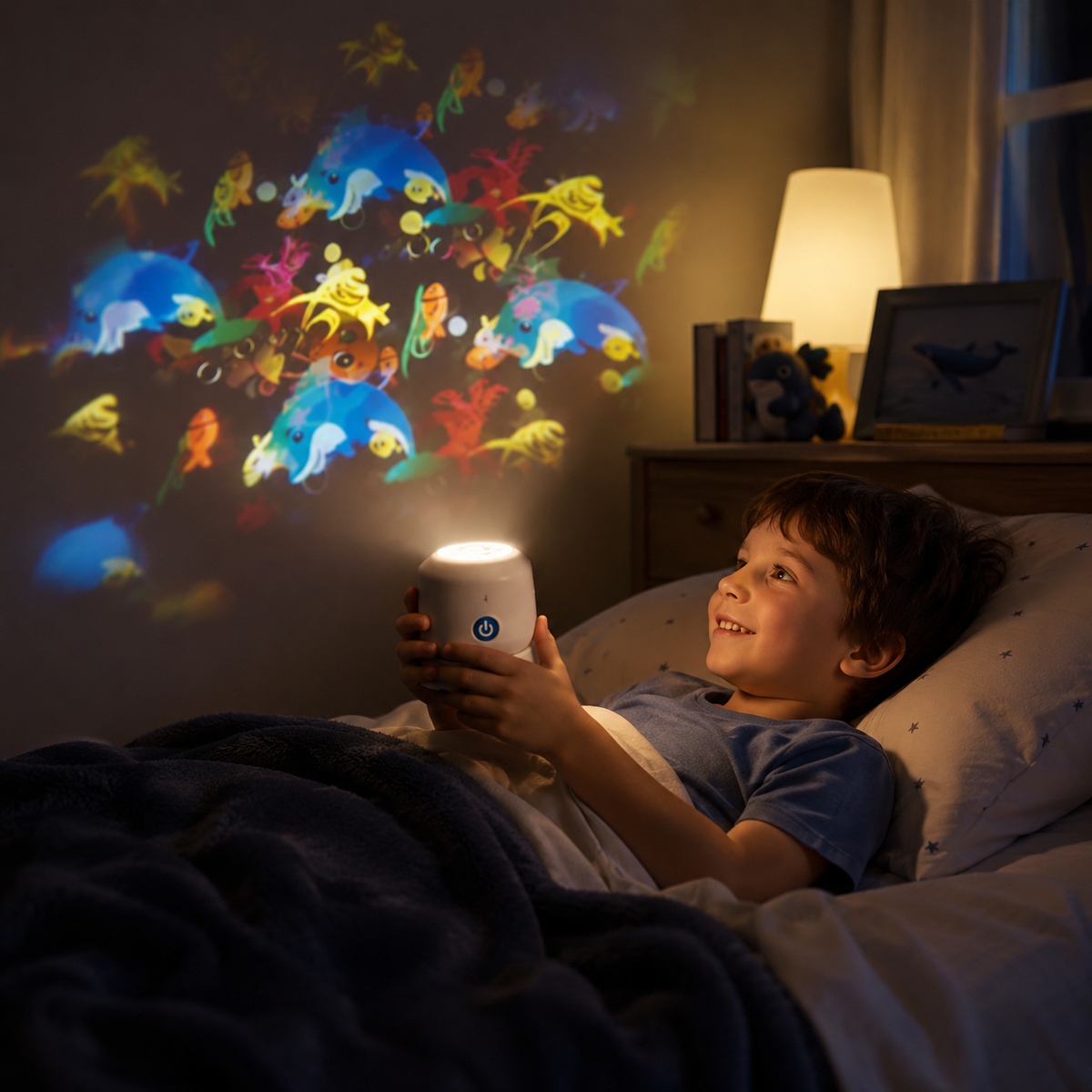 LED Ocean Wave Night Light Projector - Adjustable Brightness Lamp