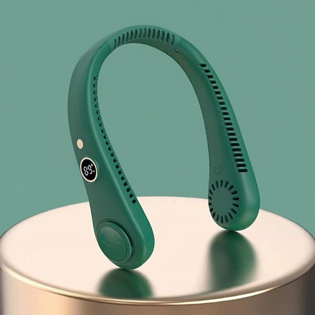 Portable Neck Fan — Wearable Hands-Free Cooler in White, Pink, Black, Blue & Green