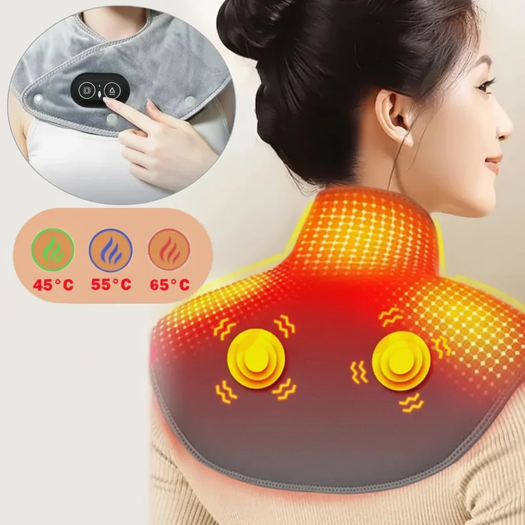 Neck and Shoulder Heating Massager — Portable Pulsed Heat Wrap