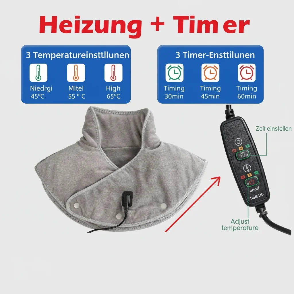 Neck and Shoulder Heating Massager — Portable Pulsed Heat Wrap
