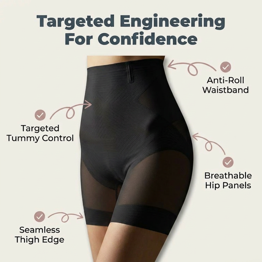 SilhouetteSculpt – High-Waisted Seamless Shaping Shorts with Anti-Roll Waistband - Esilora