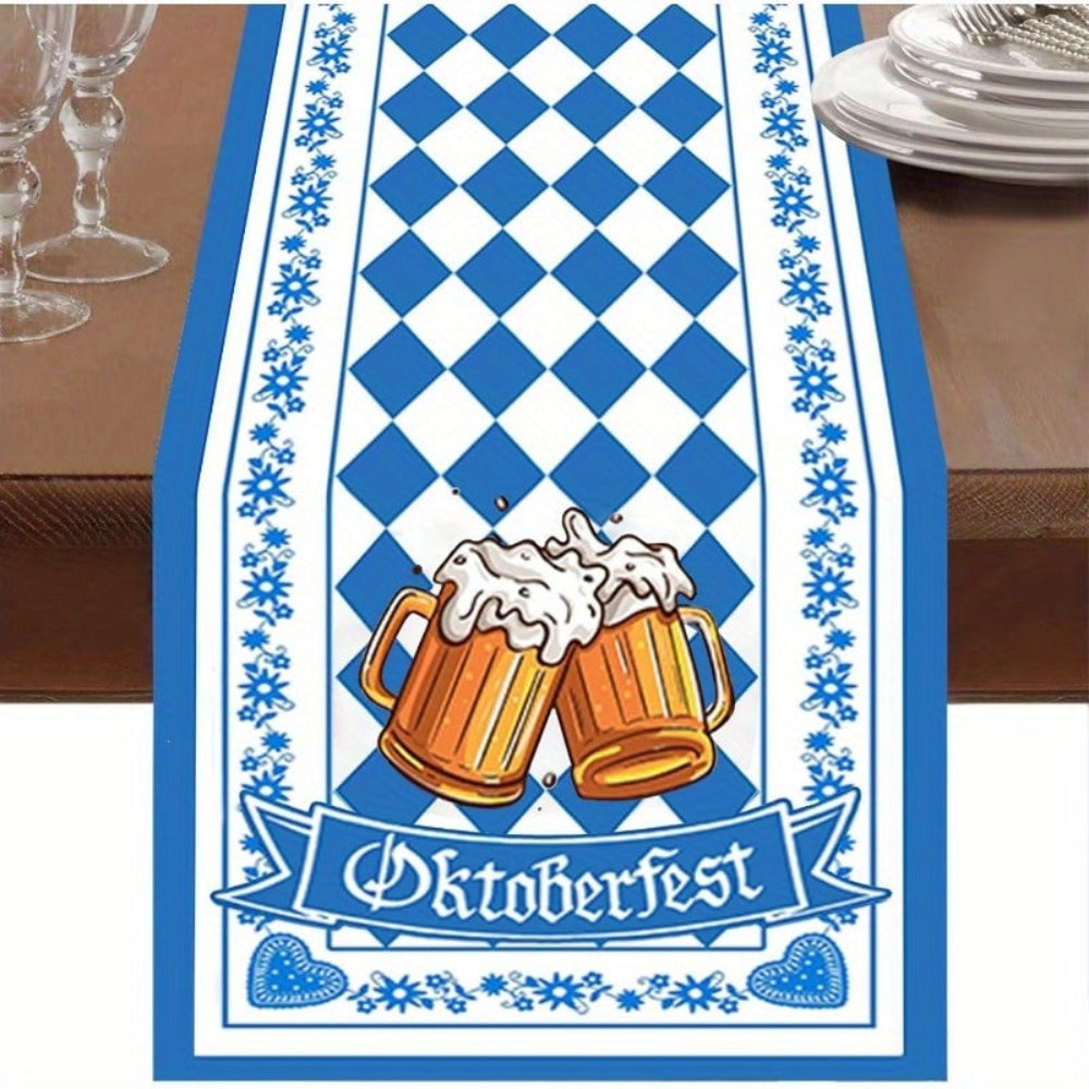 Κλασικό βαυαρικό τραπεζοδρόμιο Oktoberfest σε μπλε και λευκό