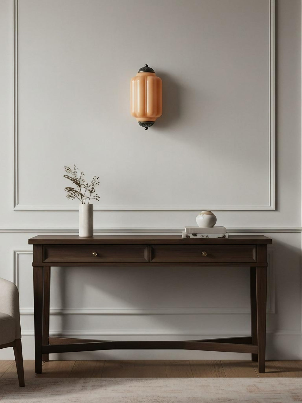Vintage Milk Glass Flush Eloise Wall Sconce for Bedside Hallway | Esilora