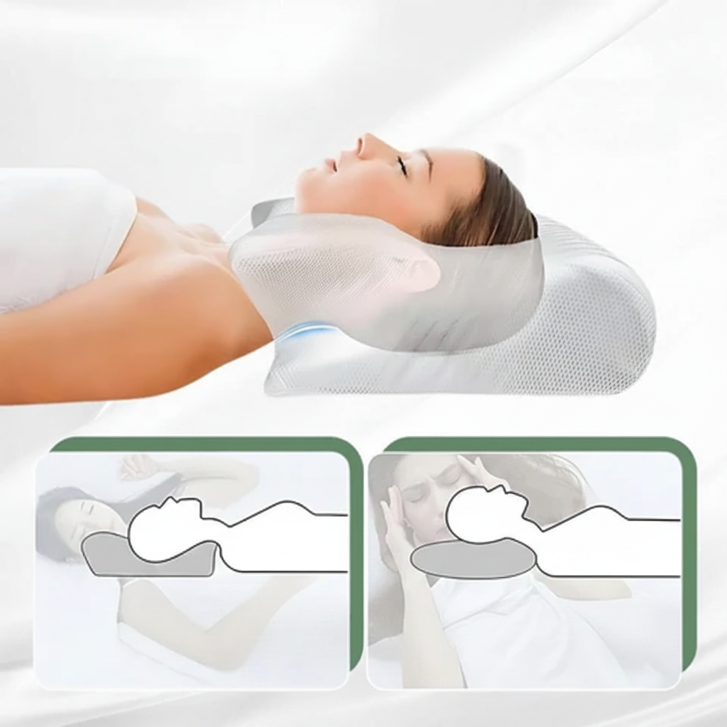 Orthopedic Memory Foam Neck Pillow — Ergonomic Contoured Shape