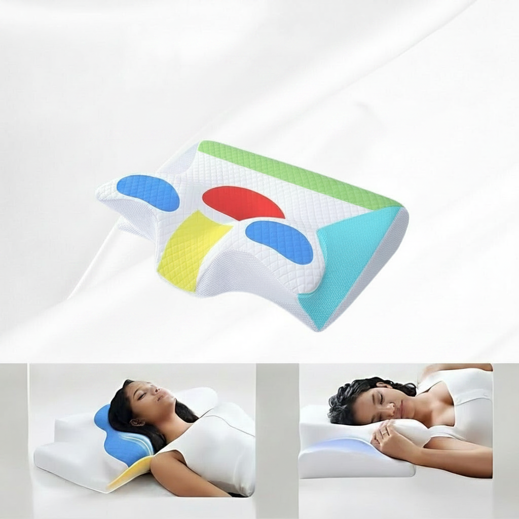 Orthopedic Memory Foam Neck Pillow — Ergonomic Contoured Shape