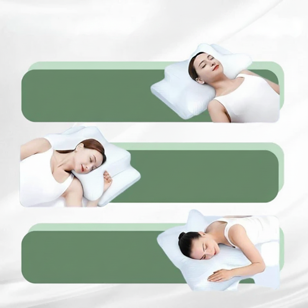 Orthopedic Memory Foam Neck Pillow — Ergonomic Contoured Shape