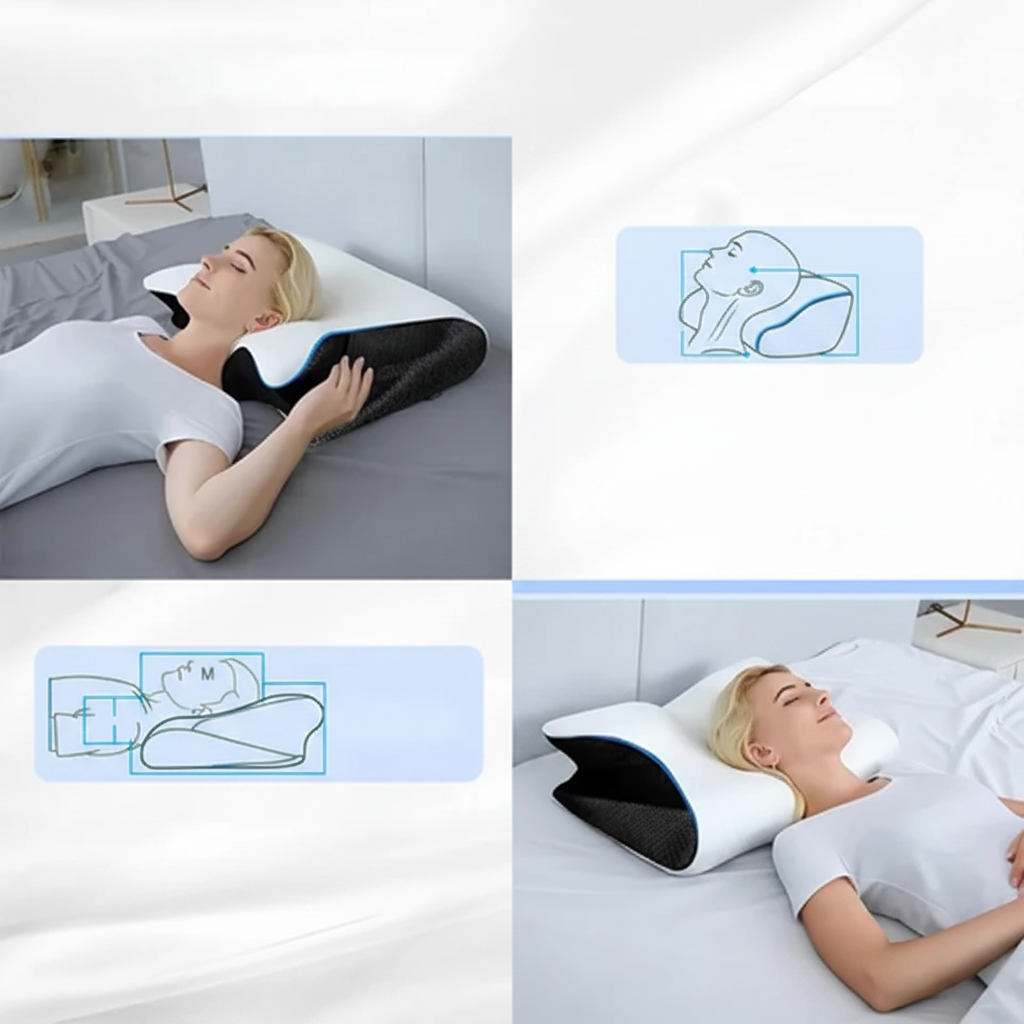 Orthopedic Memory Foam Neck Pillow — Ergonomic Contoured Shape
