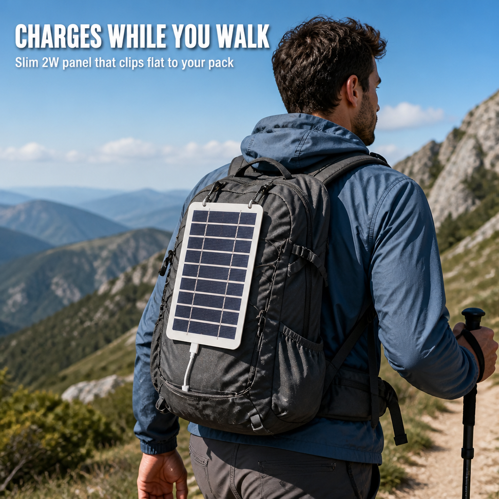 SolaraFlex — Clip On Your Pack, Top Off Power Banks While You Hike - Esilora