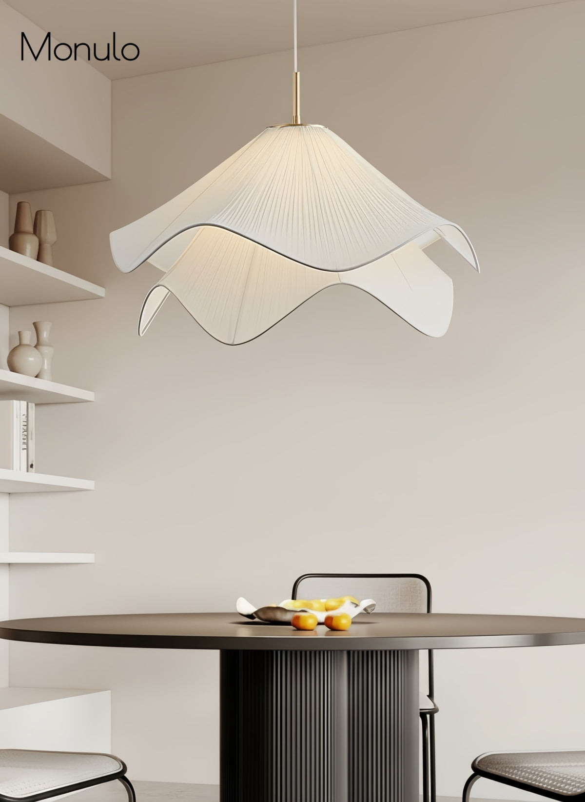 Oslan Contemporary Fabric Double-Layer Pleated Pendant – Bedroom or Café | Esilora