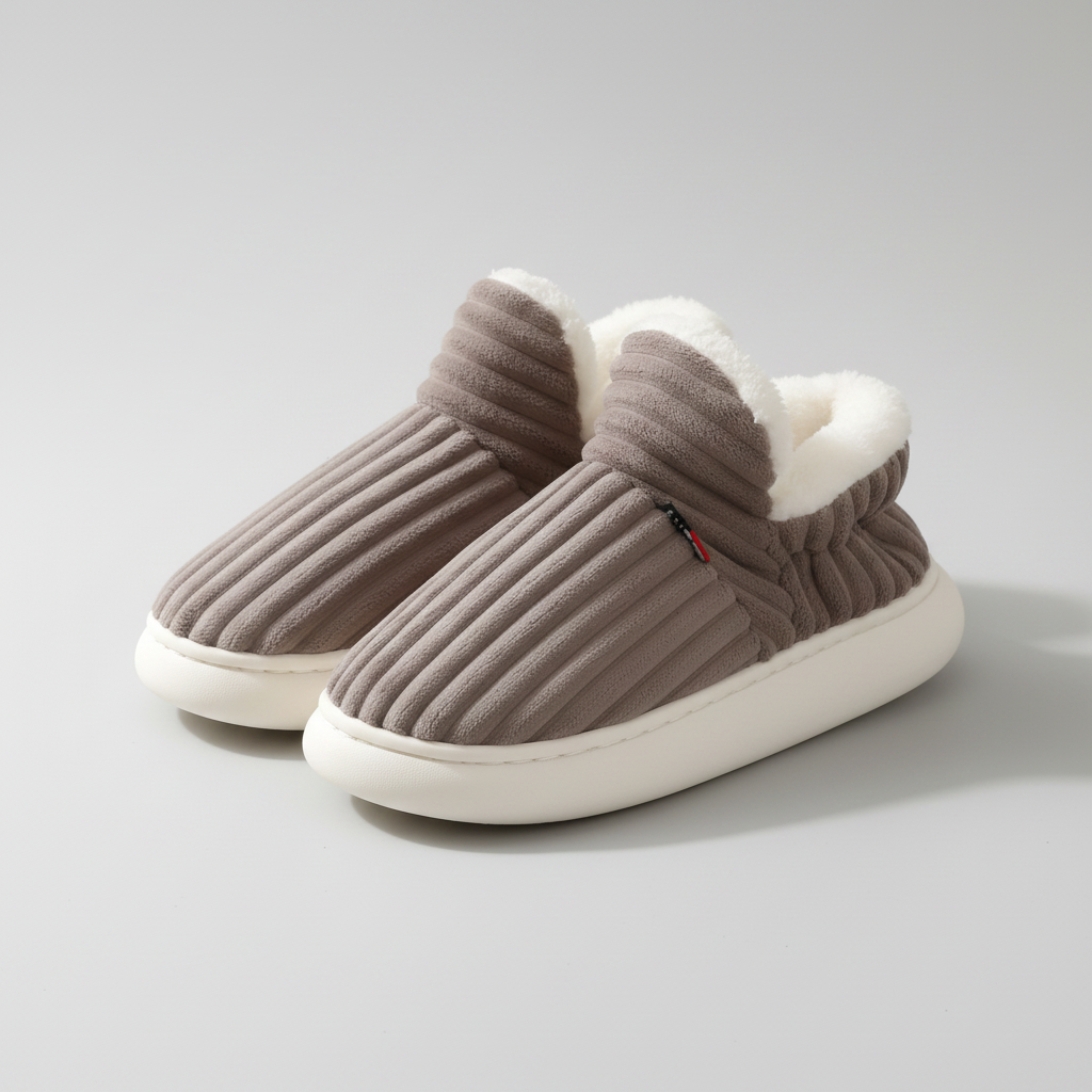 Chaussons douillets en peluche — Doublure chaude et épaisse