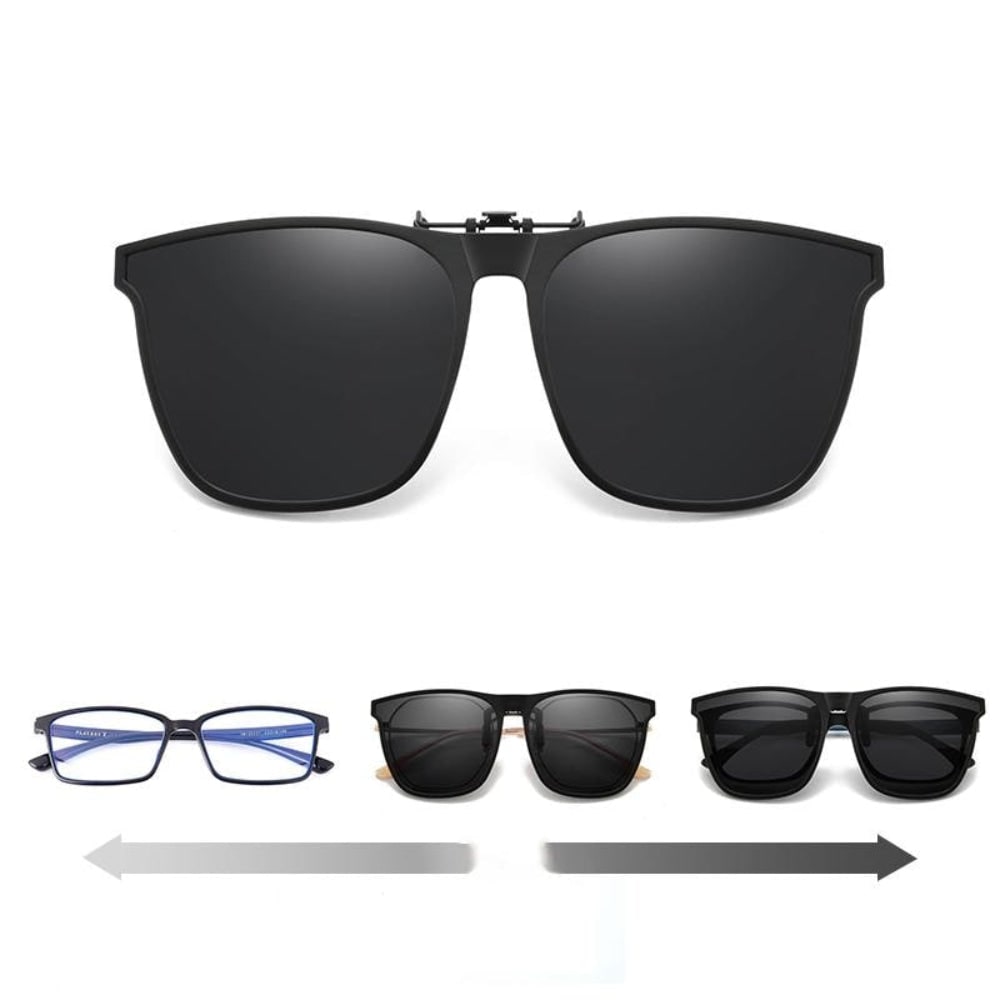 Óculos de sol com proteção UV e clip polarizado — lentes sobrepostas com encaixe