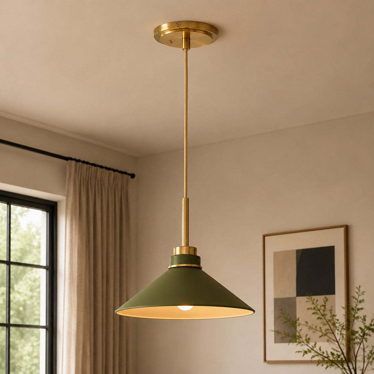 Aurenza Modern Farmhouse  Cone Pendant Light – Dimmable Kitchen and Entryway Lighting | Esilora