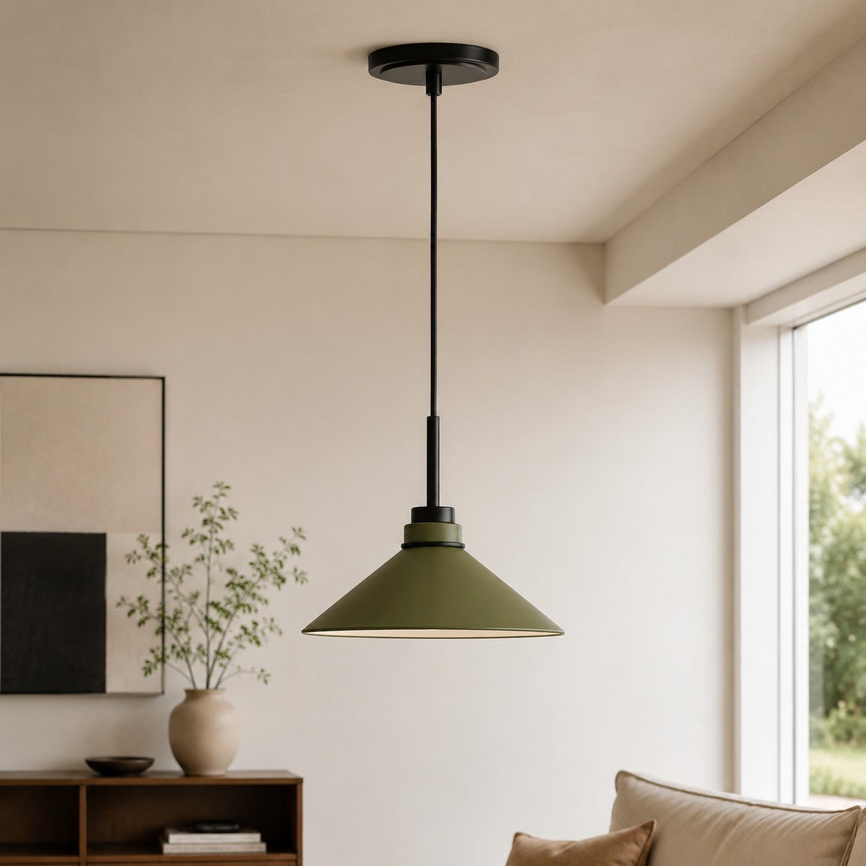Aurenza Modern Farmhouse  Cone Pendant Light – Dimmable Kitchen and Entryway Lighting | Esilora