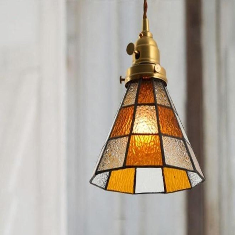 Lámpara colgante de vidrio artesanal Aurelia — colores vibrantes, LED cálido