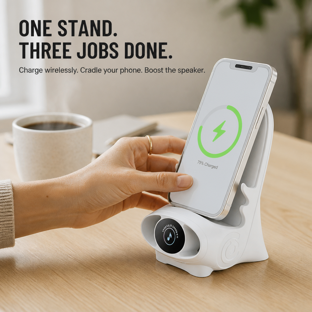 PowerPad Pro — Charge, Cradle, And Amplify Your Phone In One Compact Stand - Esilora