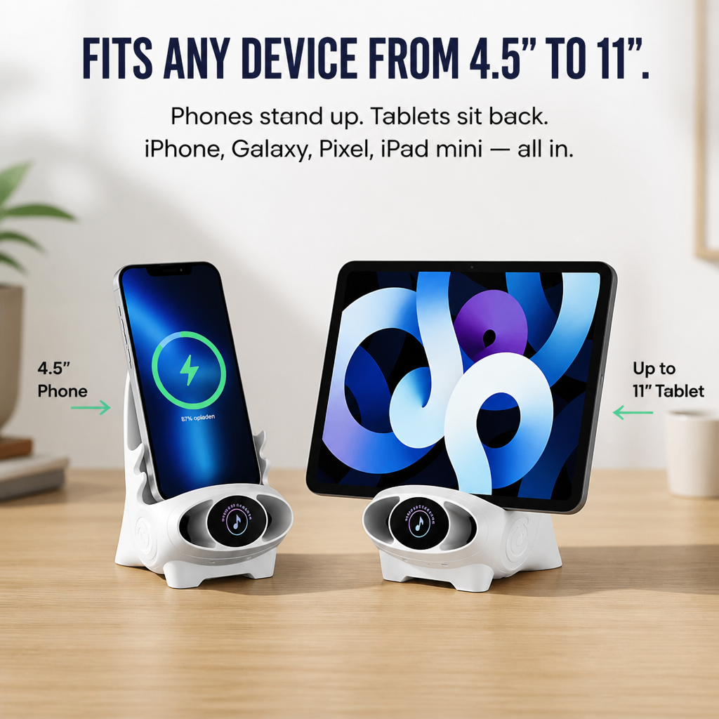 PowerPad Pro — Charge, Cradle, And Amplify Your Phone In One Compact Stand - Esilora