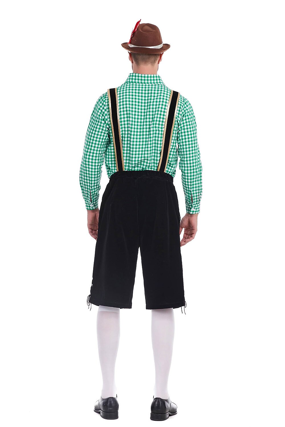 AlpenKönig kostumesæt til mænd — broderede lederhosen, ternet skjorte