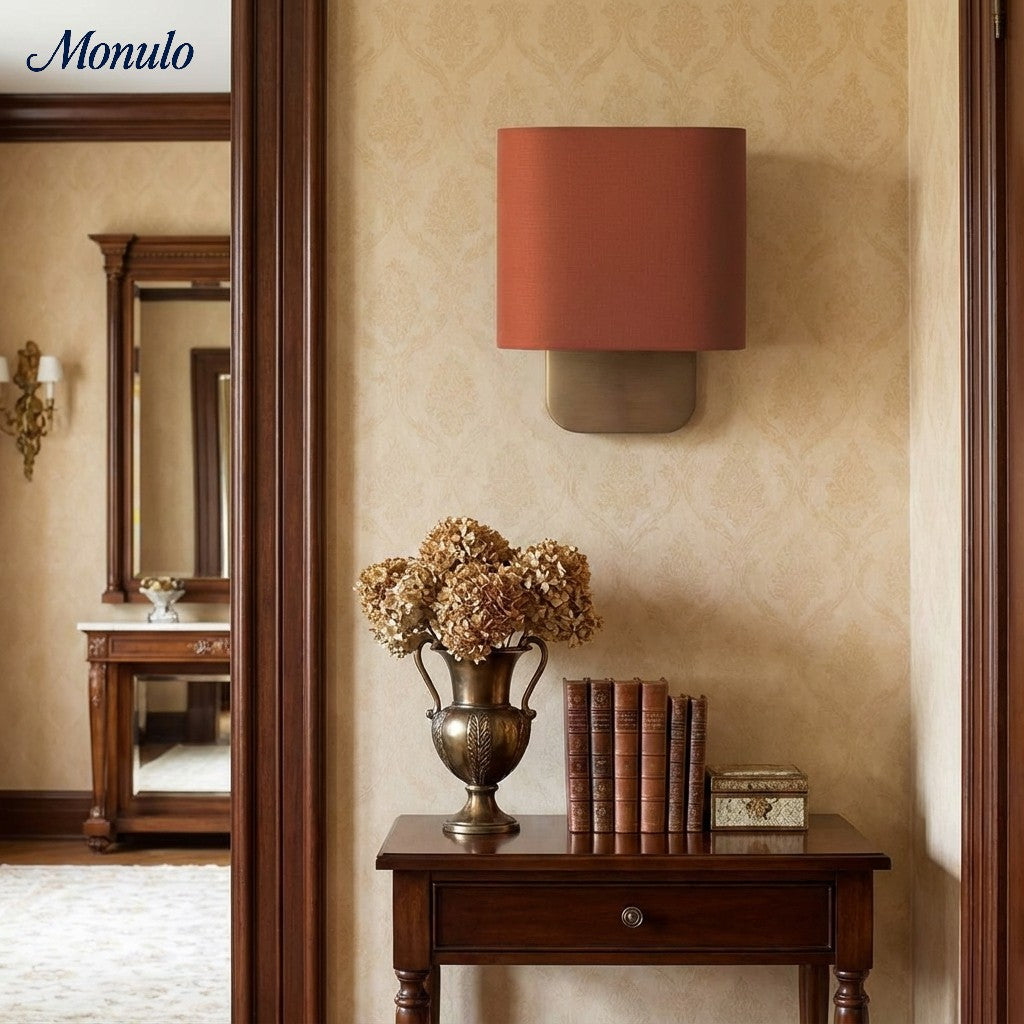 Nolvara Aleena Soft Fabric Luxe Metal Fabric Wall Sconce for Bedroom Reading Light | Esilora