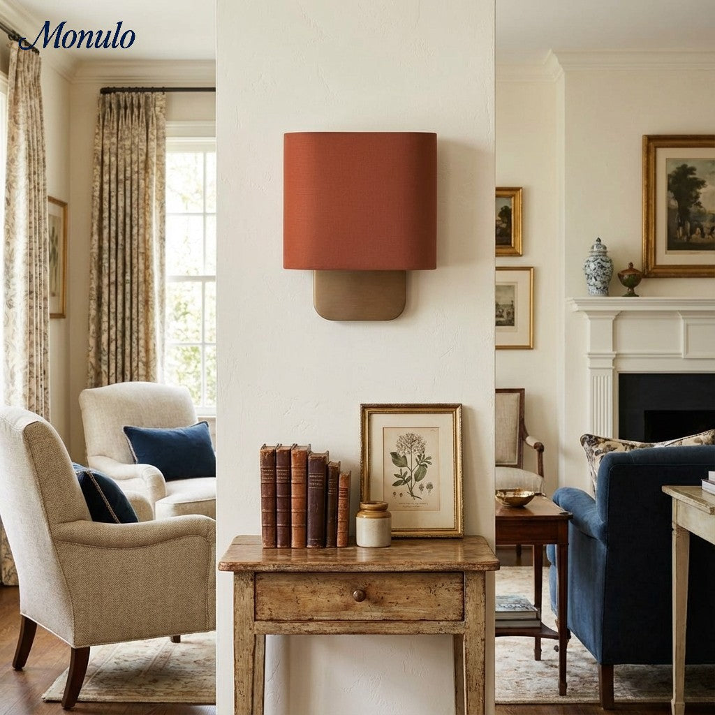 Nolvara Aleena Soft Fabric Luxe Metal Fabric Wall Sconce for Bedroom Reading Light | Esilora