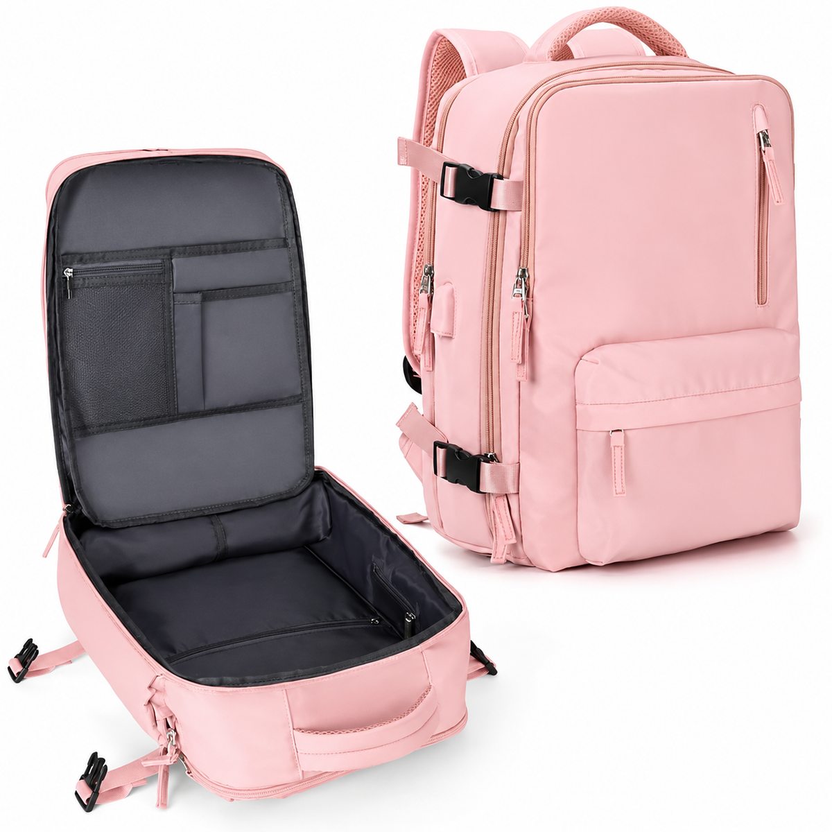 Carry-On Travel Backpack — Isolated Shoe Compartment, Compact Under-Seat Rucksack
