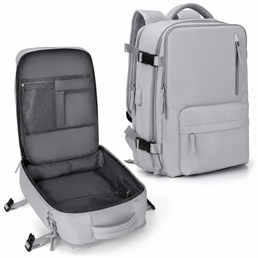 Carry-On Travel Backpack — Isolated Shoe Compartment, Compact Under-Seat Rucksack