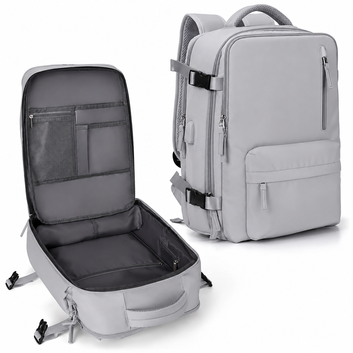Carry-On Travel Backpack — Isolated Shoe Compartment, Compact Under-Seat Rucksack