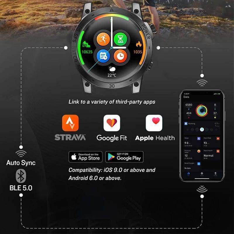 Smartwatch with GPS, Altimeter, Barometer, and Compass for Outdoor Activities - Esilora