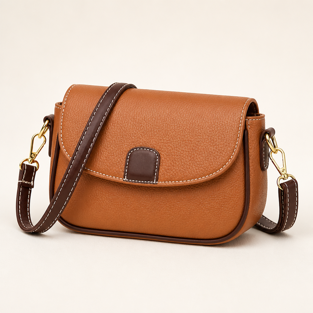 SolaraVera – Classic Pebbled Leather Crossbody with Magnetic Snap - Esilora