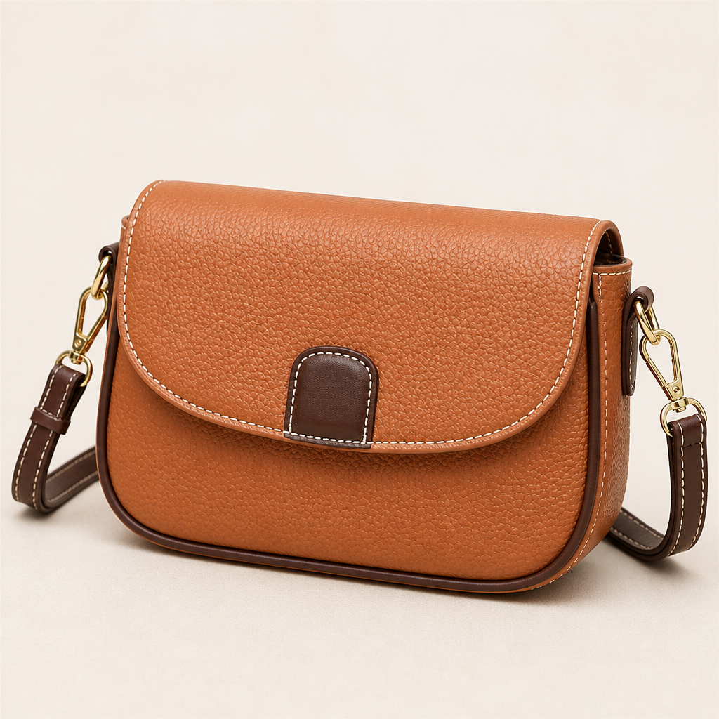 SolaraVera – Classic Pebbled Leather Crossbody with Magnetic Snap - Esilora