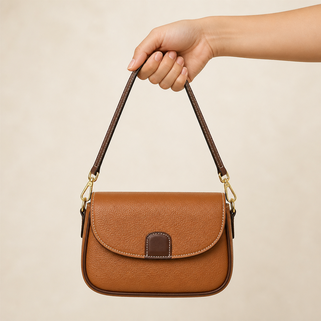 SolaraVera – Classic Pebbled Leather Crossbody with Magnetic Snap - Esilora